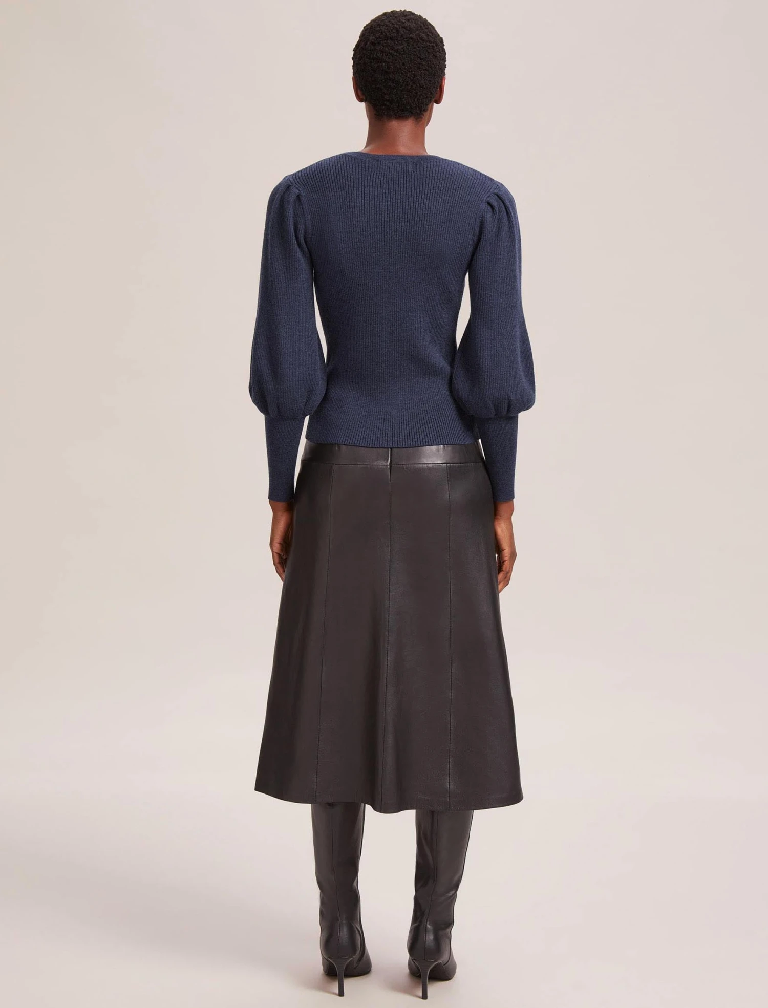 Eva Wool Crew Neck Jumper - Denim Blue 9 Eva Wool Crew Neck Jumper - Denim Blue - Image 7