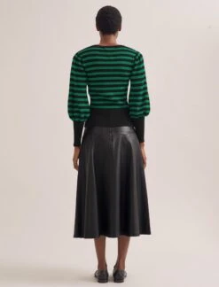 Eva Wool Crew Neck Jumper - Black Emerald Green Stripe -Cheap Closet Curation Store AU23 K88 EVA EMERALDBLACKSTRIPE SK119 TIANA BLACK 571