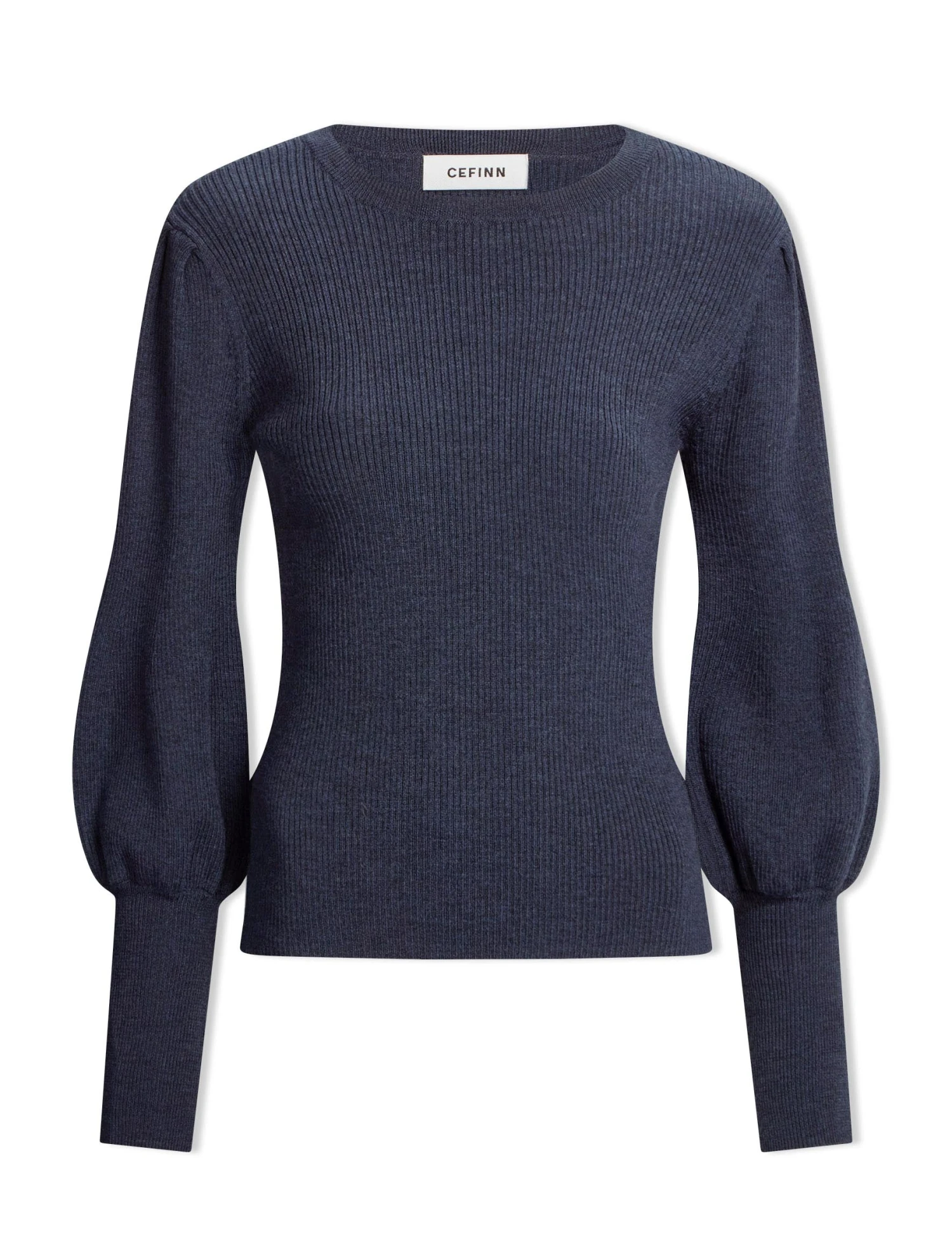 Eva Wool Crew Neck Jumper - Denim Blue 10 Eva Wool Crew Neck Jumper - Denim Blue - Image 8