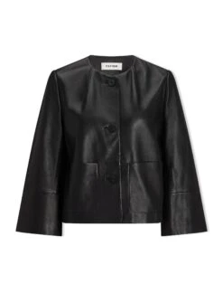 Leah Leather Cropped Jacket - Black -Cheap Closet Curation Store AU23 LEAH JK50 BLACK CO