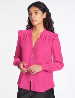 Stella Silk Shirt - Hot Pink -Cheap Closet Curation Store AU23 S46 STELLA HOTPINK LS 056