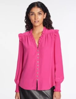 Stella Silk Shirt - Hot Pink -Cheap Closet Curation Store AU23 S46 STELLA HOTPINK LS 066