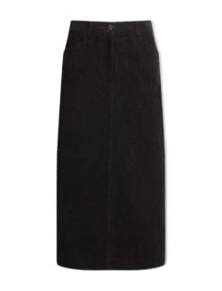 Shona Corduroy A Line Midi Skirt - Black -Cheap Closet Curation Store AU23 SK165 SHONA BLACK CO