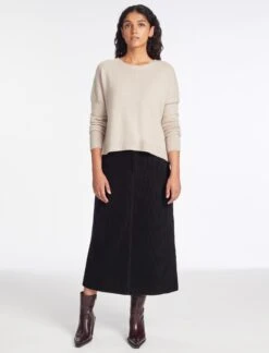 Shona Corduroy A Line Midi Skirt - Black -Cheap Closet Curation Store AU23 SK165 SHONA BLACK LS 333