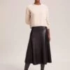Sierra Leather A Line Maxi Skirt - Black
