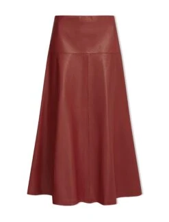 Sierra Leather A Line Maxi Skirt - Red -Cheap Closet Curation Store AU23 SK166 SIERRA RED CO