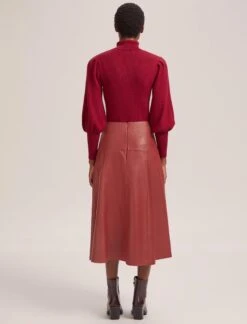 Sierra Leather A Line Maxi Skirt - Red -Cheap Closet Curation Store AU23 SK166 SIERRA RED LS 40815