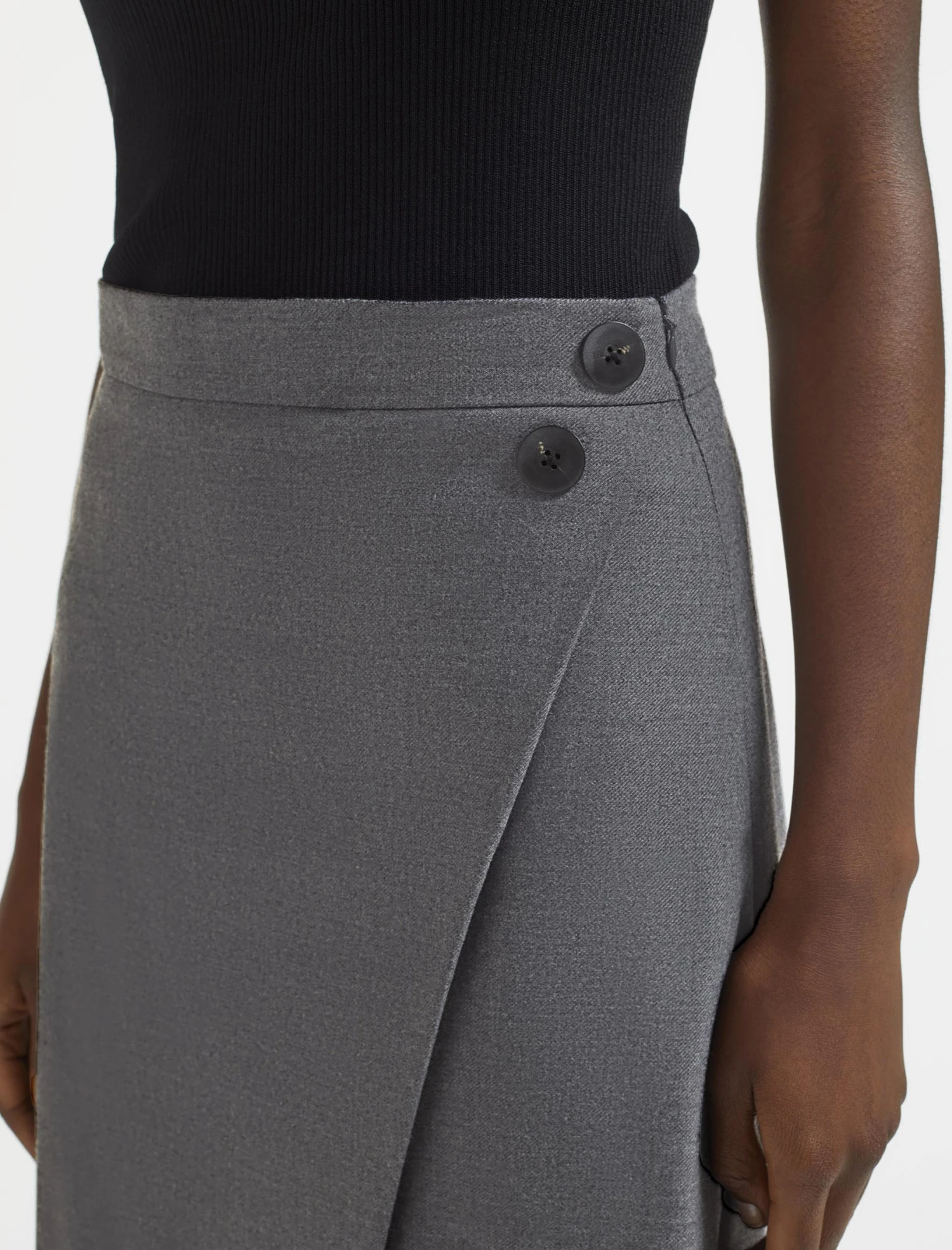 Layla Wool Maxi Wrap Skirt - Mid Grey 4 Layla Wool Maxi Wrap Skirt - Mid Grey - Image 2