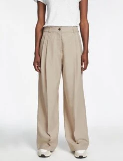 Tamara Cotton Twill Wide Leg Trouser - Beige -Cheap Closet Curation Store AU23 TR579 TAMARA BEIGE 1844