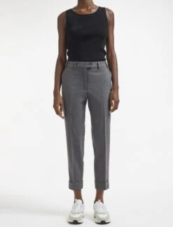 Clement New Wool Easy Waist Turn Up Trouser - Mid Grey -Cheap Closet Curation Store AU23 TR77 CLEMENT MIDGREY LS 420