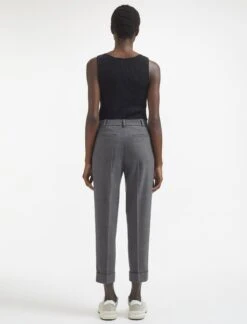 Clement New Wool Easy Waist Turn Up Trouser - Mid Grey -Cheap Closet Curation Store AU23 TR77 CLEMENT MIDGREY LS 450
