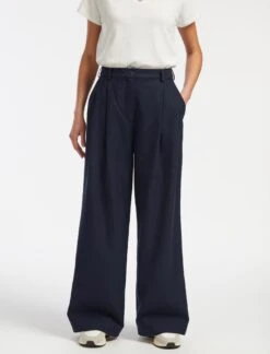 Tamara Cotton Twill Wide Leg Trouser - Navy -Cheap Closet Curation Store AU23 TR79 TAMARA NAVY LS 14563