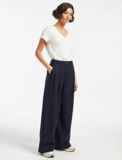 Tamara Cotton Twill Wide Leg Trouser - Navy -Cheap Closet Curation Store AU23 TR79 TAMARA NAVY LS 14598