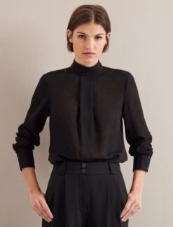 Riley Funnel Neck Blouse - Black -Cheap Closet Curation Store AU24 B6 RILEY BLACK LS 24059
