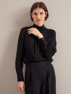 Riley Funnel Neck Blouse - Black -Cheap Closet Curation Store AU24 B6 RILEY BLACK LS 24101