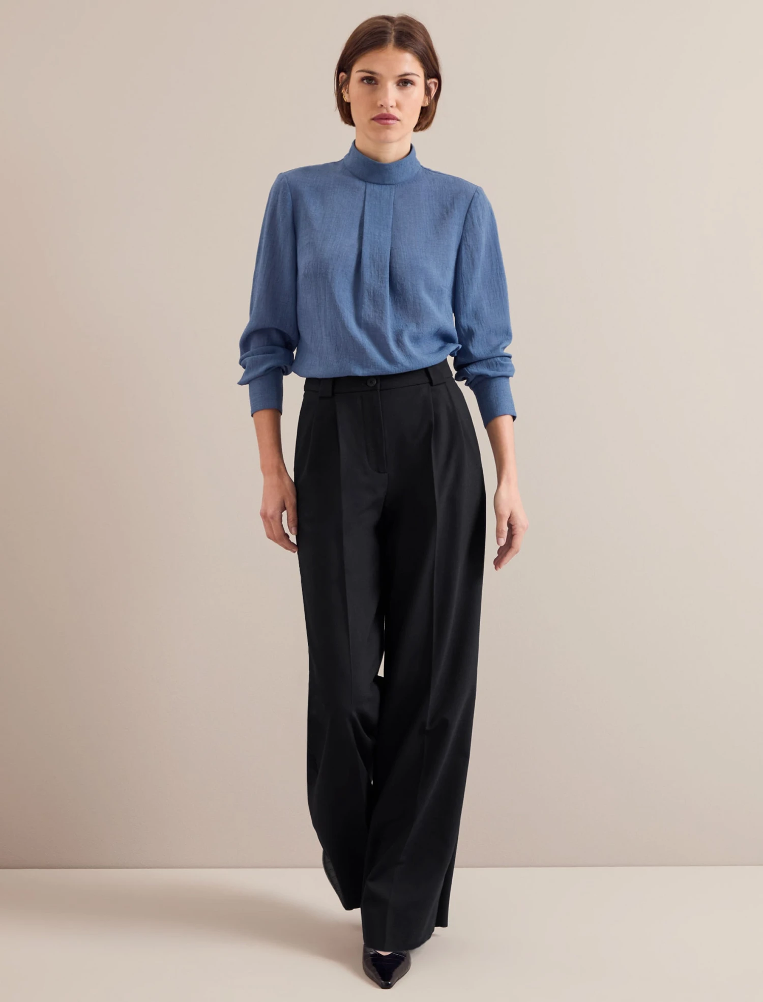 Riley Funnel Neck Blouse - Cornflower Blue 10 Riley Funnel Neck Blouse - Cornflower Blue - Image 8