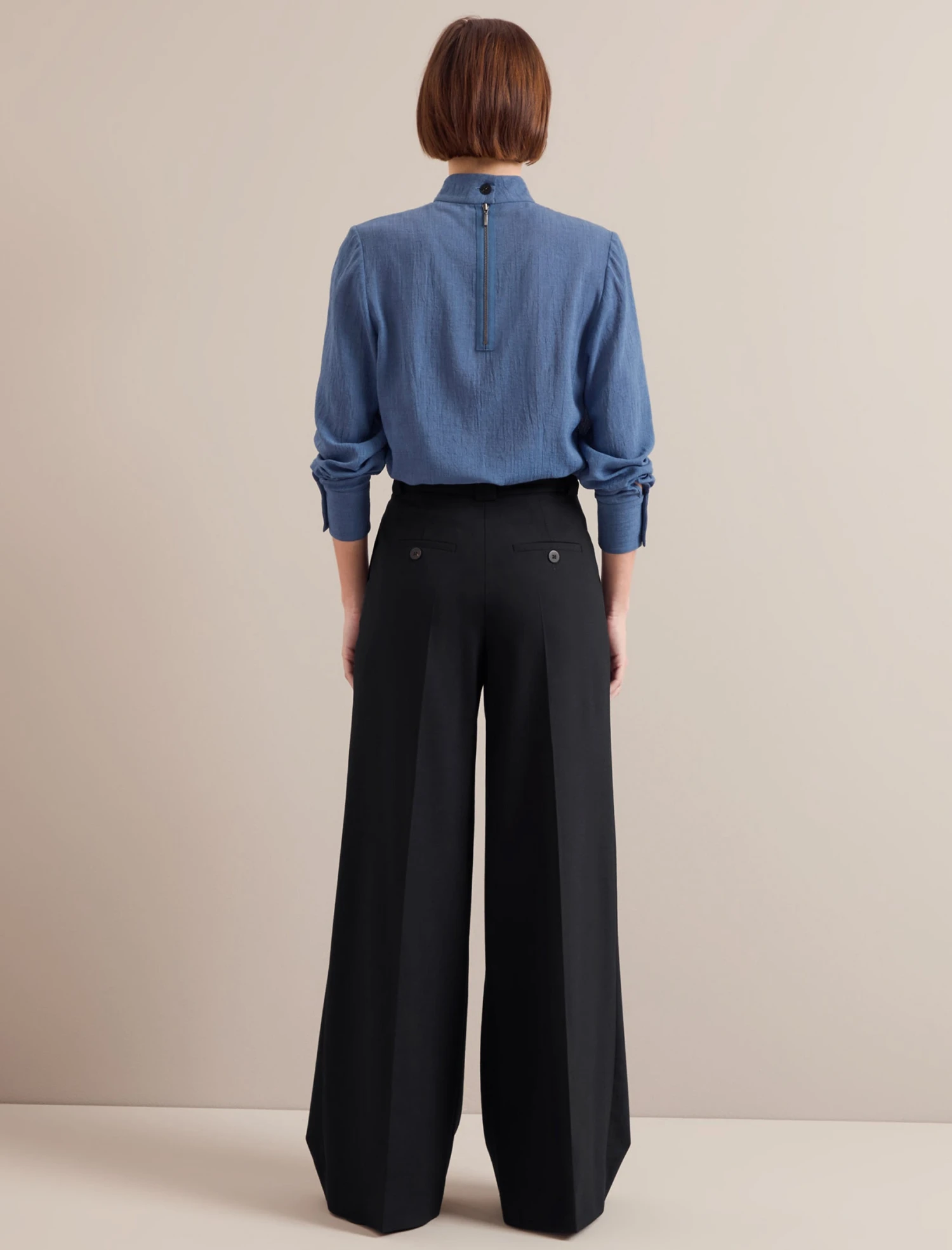 Riley Funnel Neck Blouse - Cornflower Blue 11 Riley Funnel Neck Blouse - Cornflower Blue - Image 9