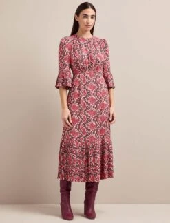 Tibi Maxi Dress - Pink Snakeskin Print -Cheap Closet Curation Store AU24 D653 TIBI PINKSNAKESKINPRINT LS 1258