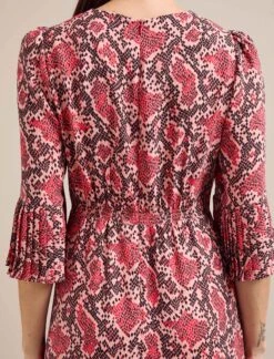 Tibi Maxi Dress - Pink Snakeskin Print -Cheap Closet Curation Store AU24 D653 TIBI PINKSNAKESKINPRINT LS 1314