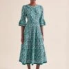 Elodie Cotton Blend Maxi Dress - Green Ditsy Carnation Print -Cheap Closet Curation Store AU24 D654 ELODIE GREENDITSYCARNATIONPRINT LS 20477