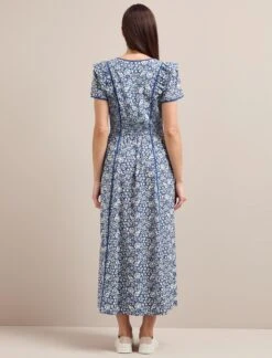 Maeve Cotton Blend Maxi Dress - Blue Mono Floral Print -Cheap Closet Curation Store AU24 D657 MAEVE BLUEMONOFLORALPRINT LS 1403