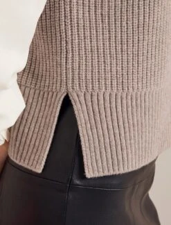 Janie Cashmere Blend Funnel Neck Sleeveless Jumper - Taupe -Cheap Closet Curation Store AU24 K156 JANICE TAUPE 1076