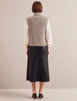 Janie Cashmere Blend Funnel Neck Sleeveless Jumper - Taupe -Cheap Closet Curation Store AU24 K156 JANICE TAUPE 1102