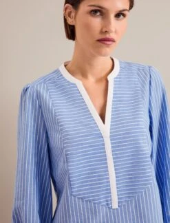 Sadie Organic Cotton Shirt - Wide Stripe Blue White -Cheap Closet Curation Store AU24 S93 SADIE WIDESTRIPEBLUEWHITE LS 1521