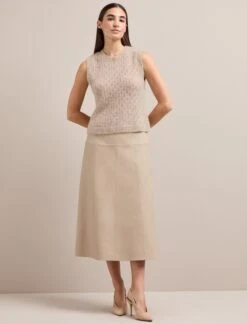 Tiana Leather Midi Skirt - Sand -Cheap Closet Curation Store AU24 SK119 TIANA SAND LS 2357