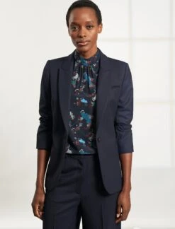 Erin Silk Sleeveless Funnel Neck Blouse - Navy Spiral Clouds Print -Cheap Closet Curation Store B122 ERIN NAVYSPIRALCLOUD LS 115