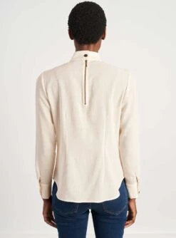 Riley Funnel Neck Blouse - Cream -Cheap Closet Curation Store B6 RILEY CREAM LS 023