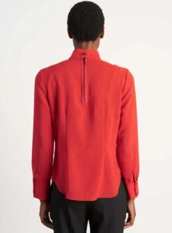 Riley Funnel Neck Blouse - Crimson -Cheap Closet Curation Store B6 RILEY CRIMSON LS 014