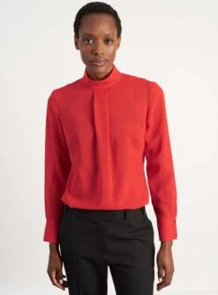 Riley Funnel Neck Blouse - Crimson -Cheap Closet Curation Store B6 RILEY CRIMSON LS 052