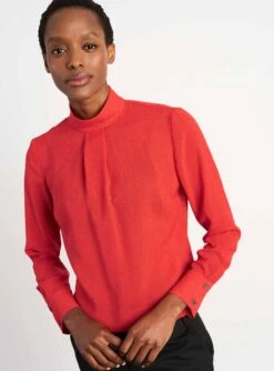 Riley Funnel Neck Blouse - Crimson -Cheap Closet Curation Store B6 RILEY CRIMSON LS 099