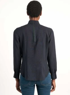 Riley Funnel Neck Blouse - Navy -Cheap Closet Curation Store B6 RILEY NAVY LS 018
