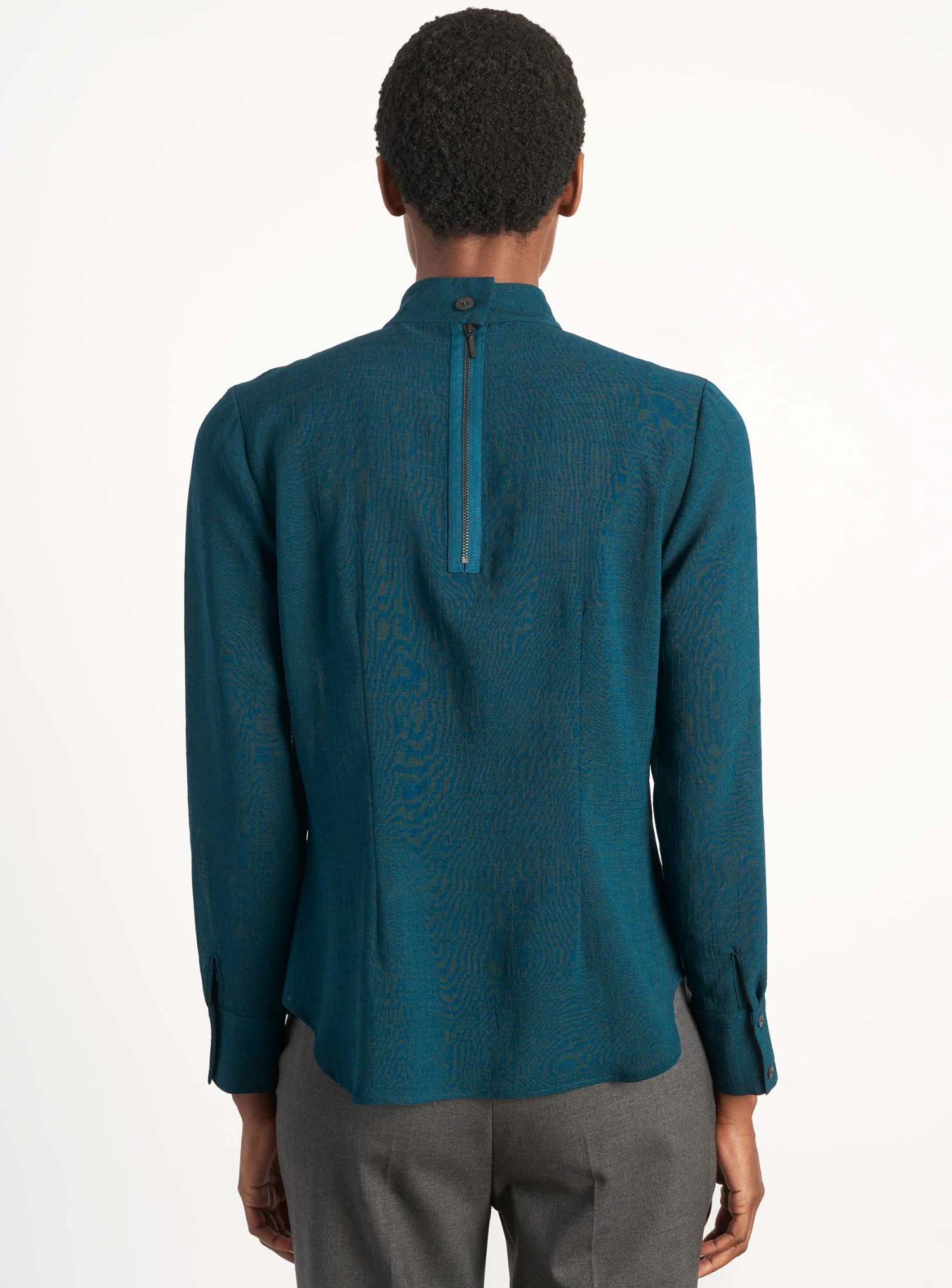 Riley Funnel Neck Blouse - Petrol Blue 6 Riley Funnel Neck Blouse - Petrol Blue - Image 4