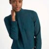 Riley Funnel Neck Blouse - Petrol Blue -Cheap Closet Curation Store B6 RILEY PETROL LS 062