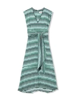 Freya V-Neck Dipped Hem Midi Dress - Mint Chevron -Cheap Closet Curation Store CEFINN 1 no hanger