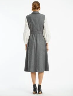 Vanessa Sleeveless, Felted Wool Layering Coat Dress-Grey Melange -Cheap Closet Curation Store D391 GREY LS WI21 4422