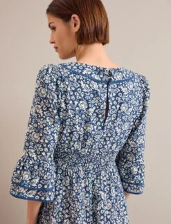 Elodie Cotton Blend Maxi Dress - Blue Mono Floral Print -Cheap Closet Curation Store ELODIE BLUE FLORAL 1176