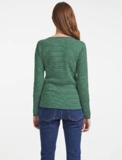 Jackson Wool Skinny Rib Jumper - Emerald Green Black Cream Stripe -Cheap Closet Curation Store K48 Jackson Emerald Black CreamStripe 14986