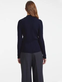 Ellen Collared V-Neck Rib Jumper - Navy -Cheap Closet Curation Store K83 Ellen Navy 14595