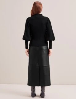 Eva Merino Wool Collared Jumper - Black -Cheap Closet Curation Store RSHT 143 EVA BLACK LS 0948