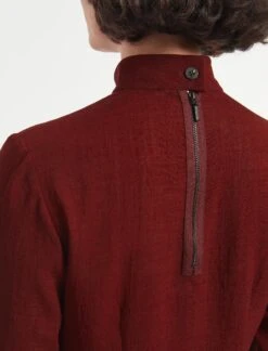 Riley Funnel Neck Blouse - Dark Red -Cheap Closet Curation Store RSHT B6 RILEY DARKRED LS 1225
