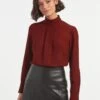 Riley Funnel Neck Blouse - Dark Red 1 Riley Funnel Neck Blouse - Dark Red -Cheap Closet Curation Store RSHT B6 RILEY DARKRED LS 1259