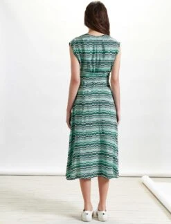 Freya V-Neck Dipped Hem Midi Dress - Mint Chevron -Cheap Closet Curation Store RSHT D292 FREYA MINT CHEVRON LS 2907 crop