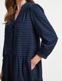 Delaney Cotton Seersucker Shirt Dress - Navy Black -Cheap Closet Curation Store RSHT D415 DELANEY NAVY BLACK LS 232