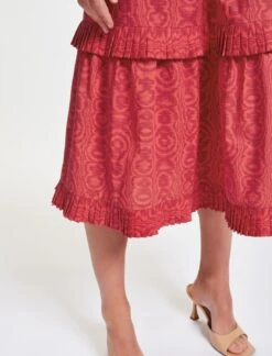 Harper Organic Cotton Midi Dress - Red Moire Print -Cheap Closet Curation Store RSHT D431 HARPER REDMOIREPRINT LS 957