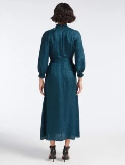 Rosamund Silk Blend Maxi Dress - Petrol Blue Leopard Pansy Print -Cheap Closet Curation Store RSHT D452 ROSAMUND PETROLBLUE LS 26422