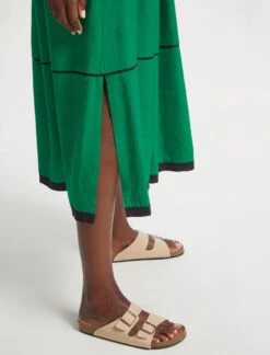 Salone Linen Blend Maxi Dress - Emerald Green Black -Cheap Closet Curation Store RSHT D522 SALONE EMERALDGREENBLACK LS 3919
